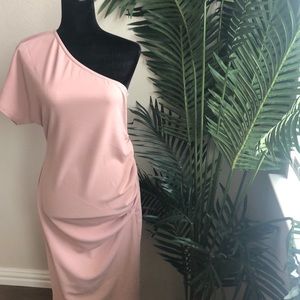 Nude pink one shoulder dress ✨